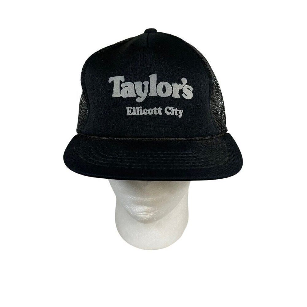 Vintage Adveretising Black Taylor’s Ellicott City SnapBack Hat Trucker Mesh